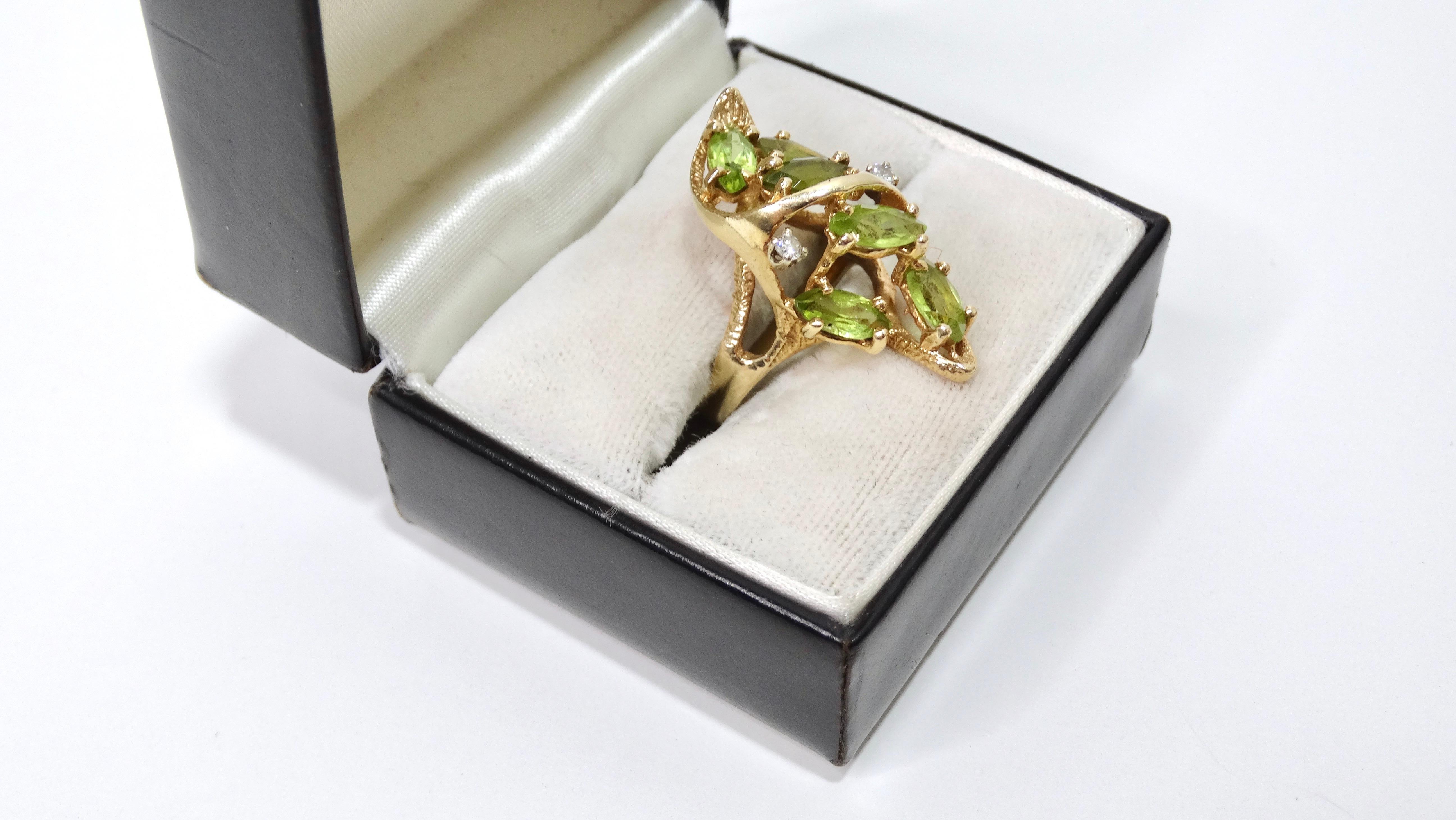 Gold-Cluster-Ring mit Turmalin und Diamant im Zustand „Hervorragend“ im Angebot in Scottsdale, AZ