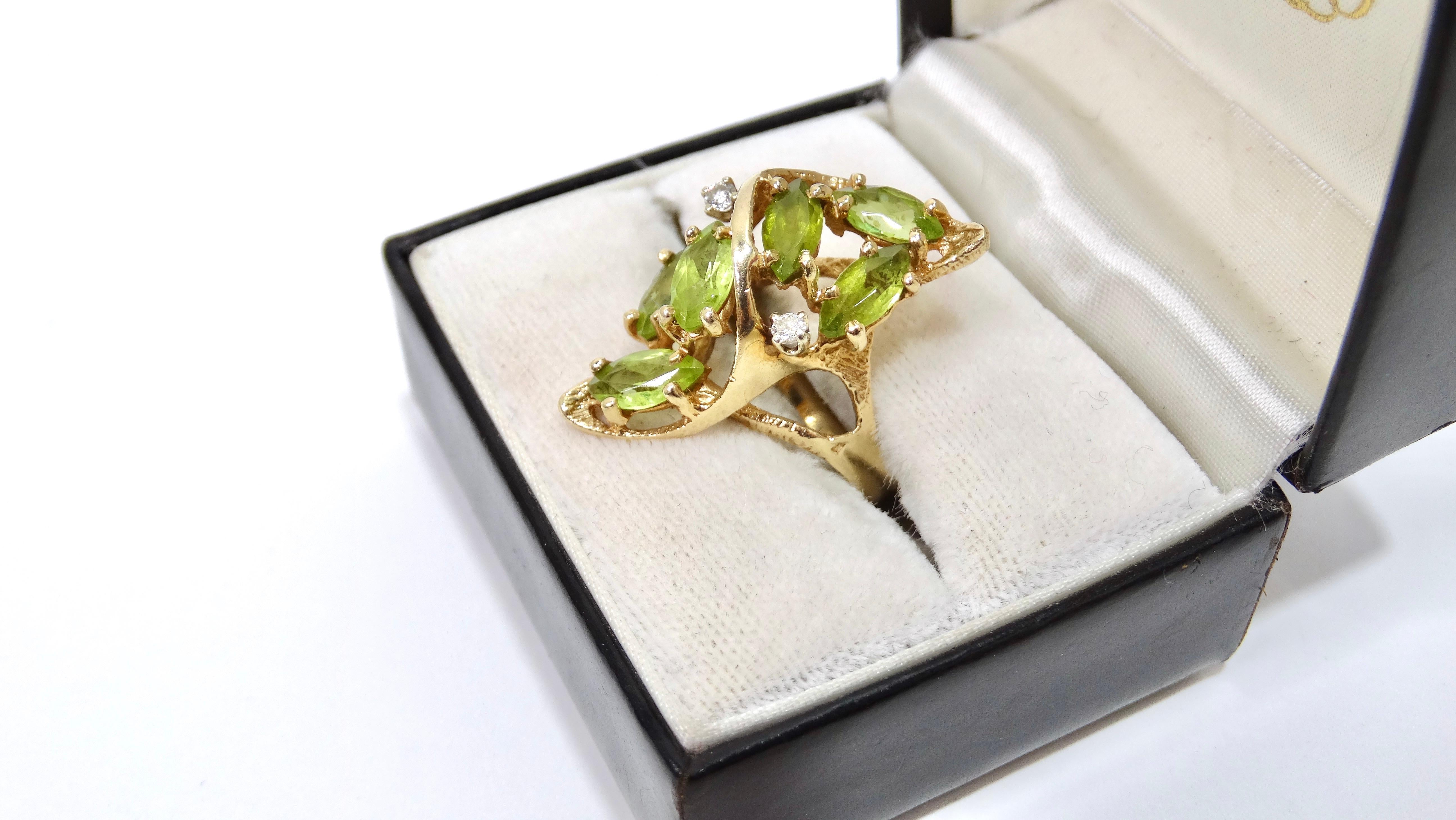 Gold-Cluster-Ring mit Turmalin und Diamant für Damen oder Herren im Angebot