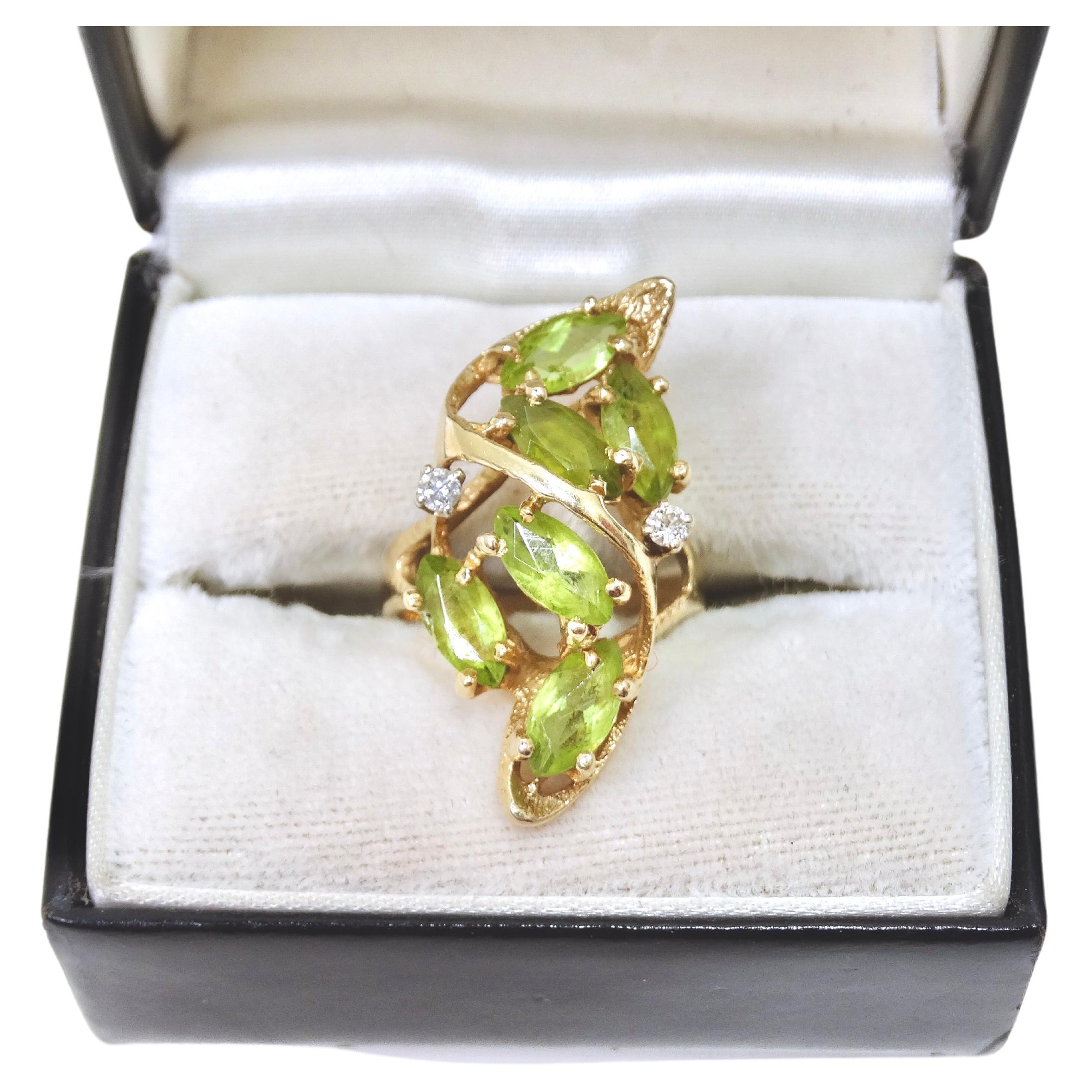Tourmaline & Diamond Gold Cluster Ring For Sale