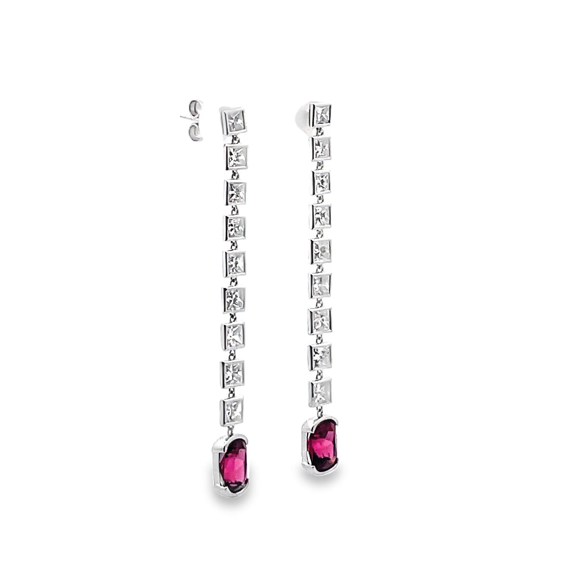 Tourmaline Diamond Gold Drop Earrings For Sale 5