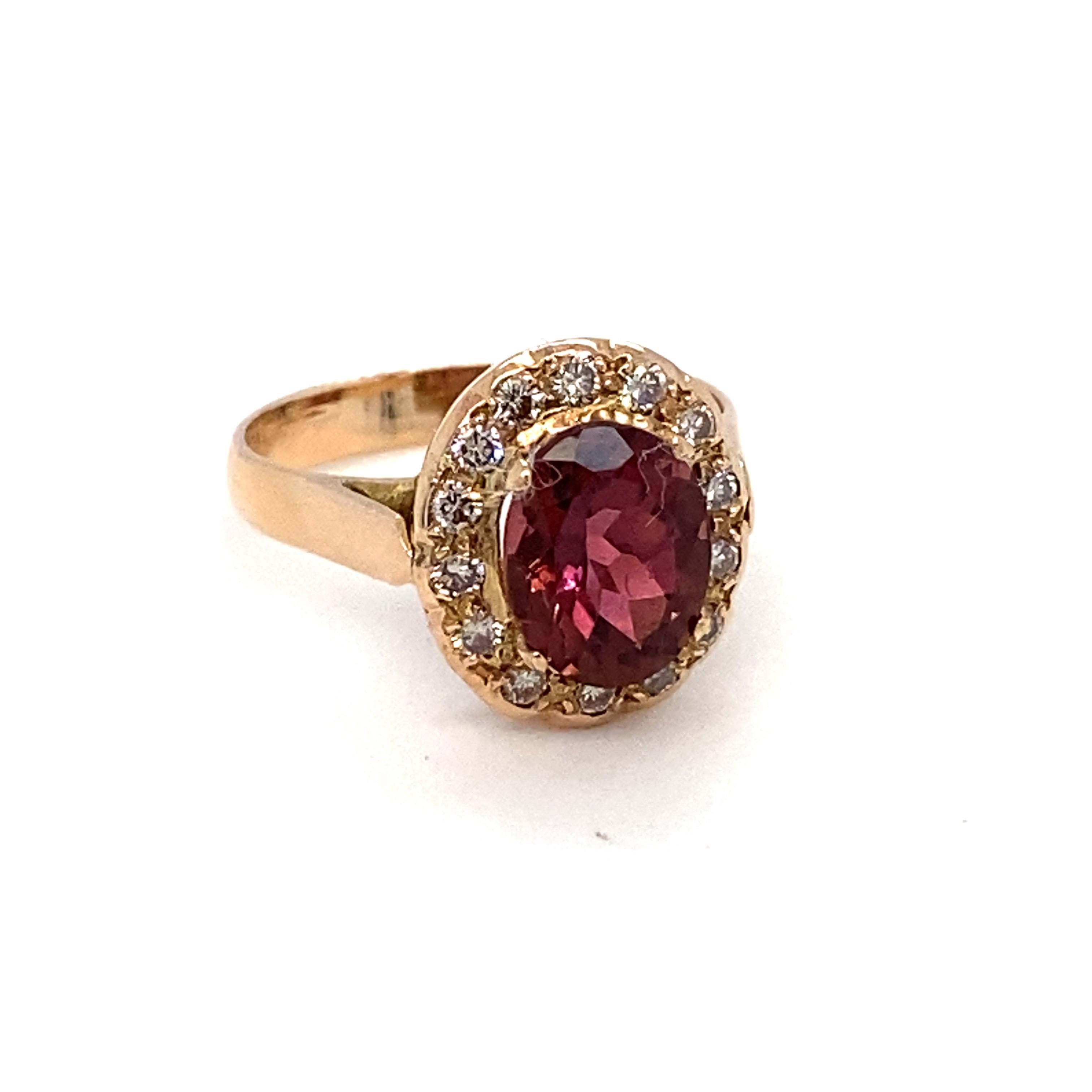 Tourmaline Diamond Gold Halo Ring For Sale 6