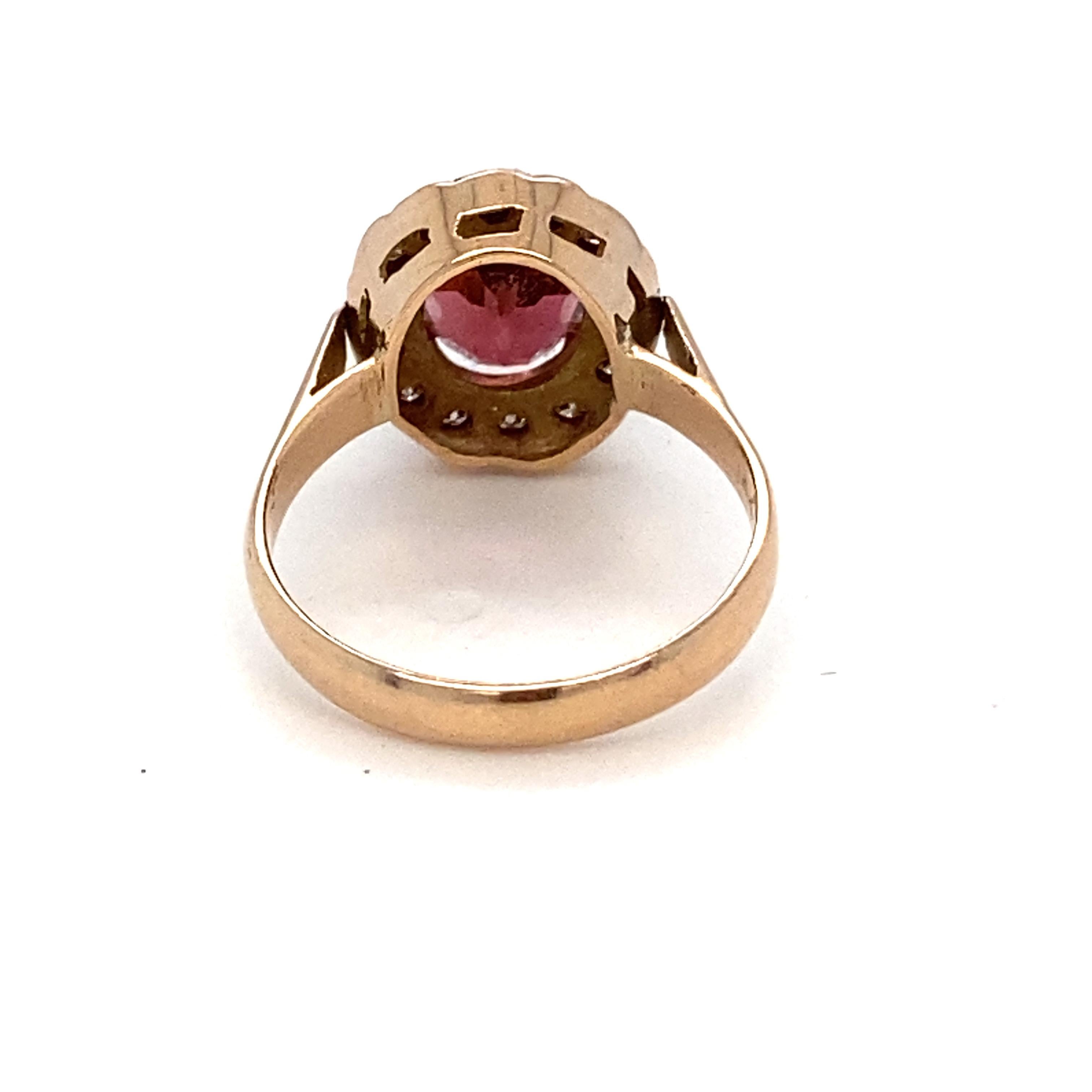 Tourmaline Diamond Gold Halo Ring For Sale 11