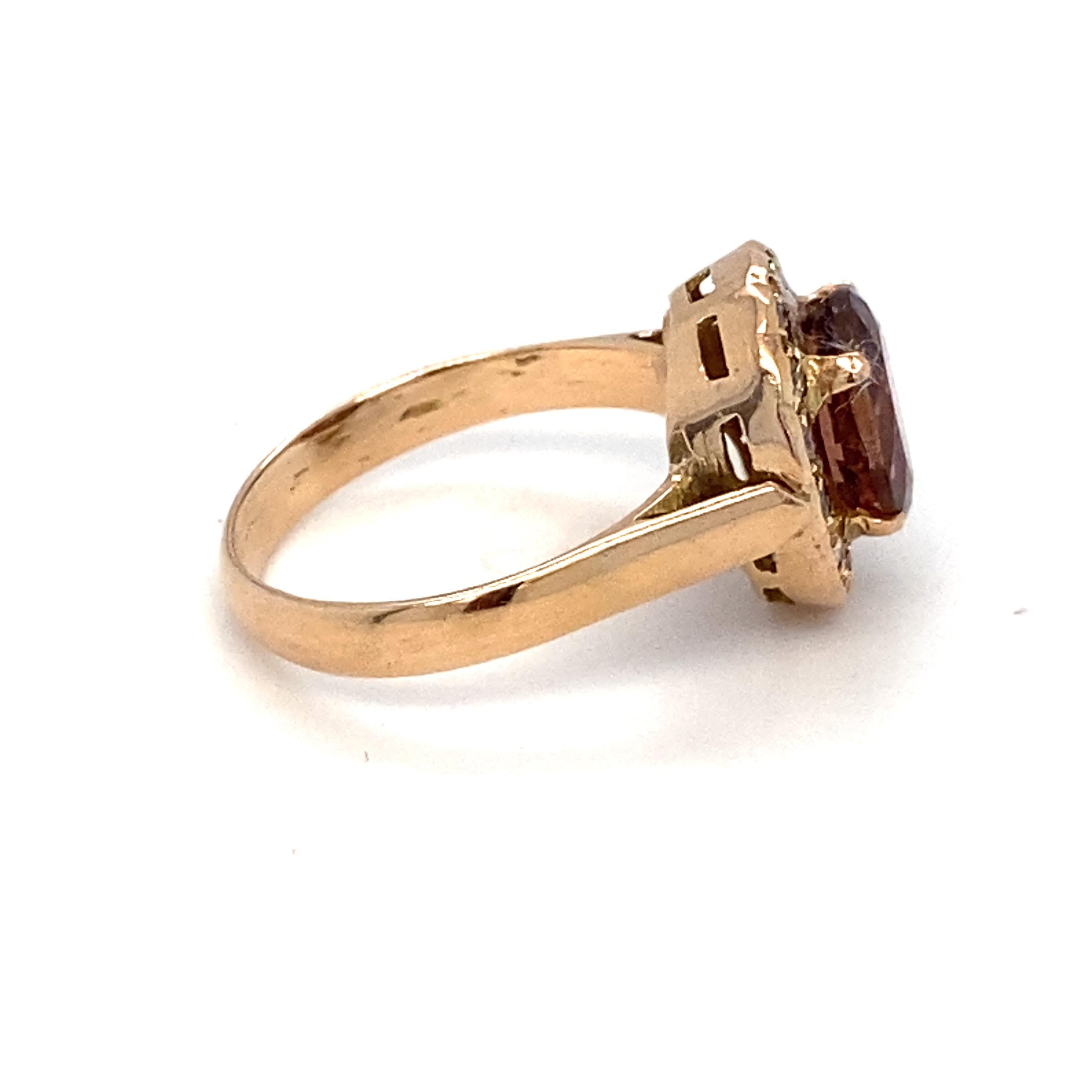 Tourmaline Diamond Gold Halo Ring For Sale 12