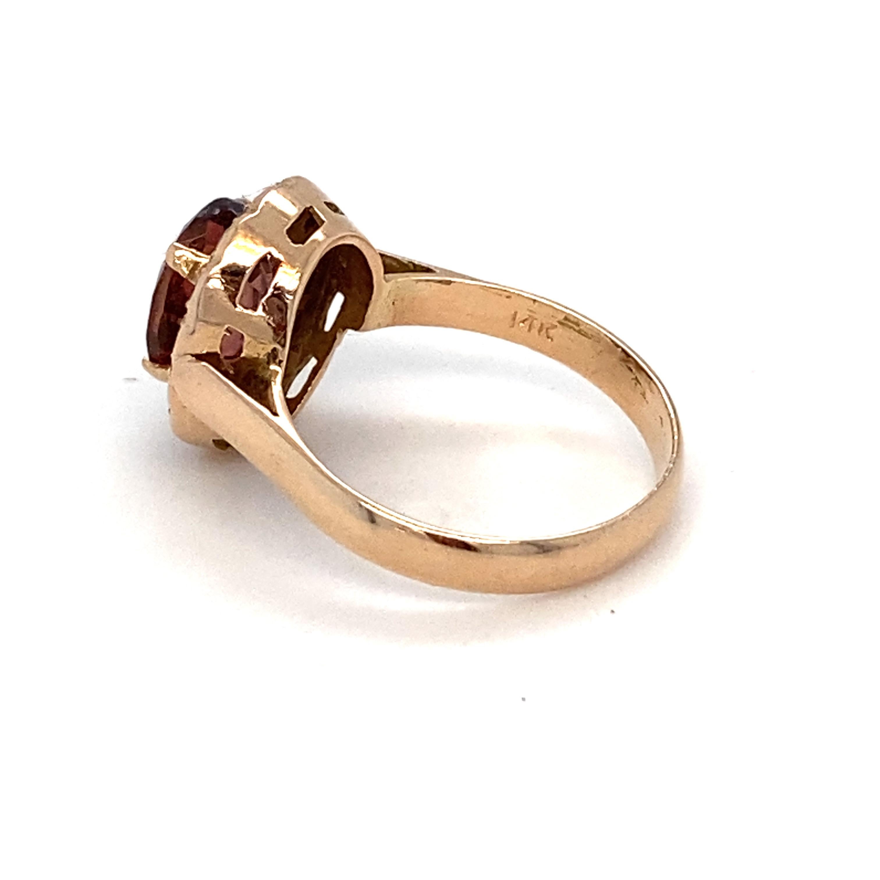 Tourmaline Diamond Gold Halo Ring For Sale 13