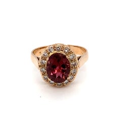 Tourmaline Diamond Gold Halo Ring