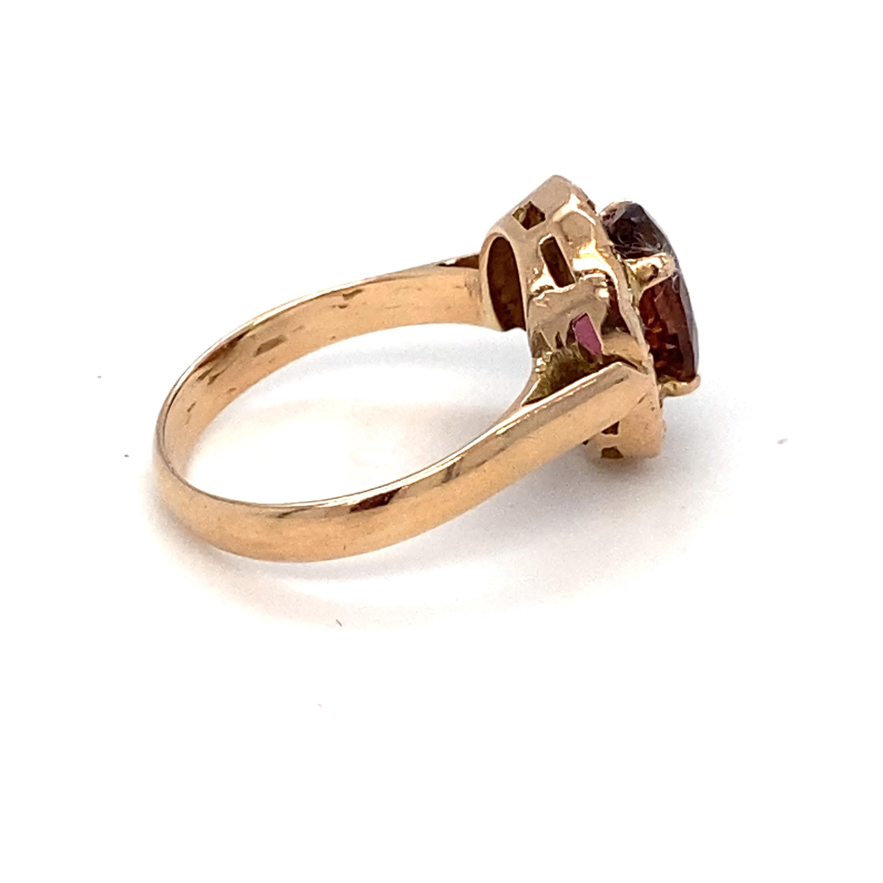 Tourmaline Diamond Gold Halo Ring For Sale 14