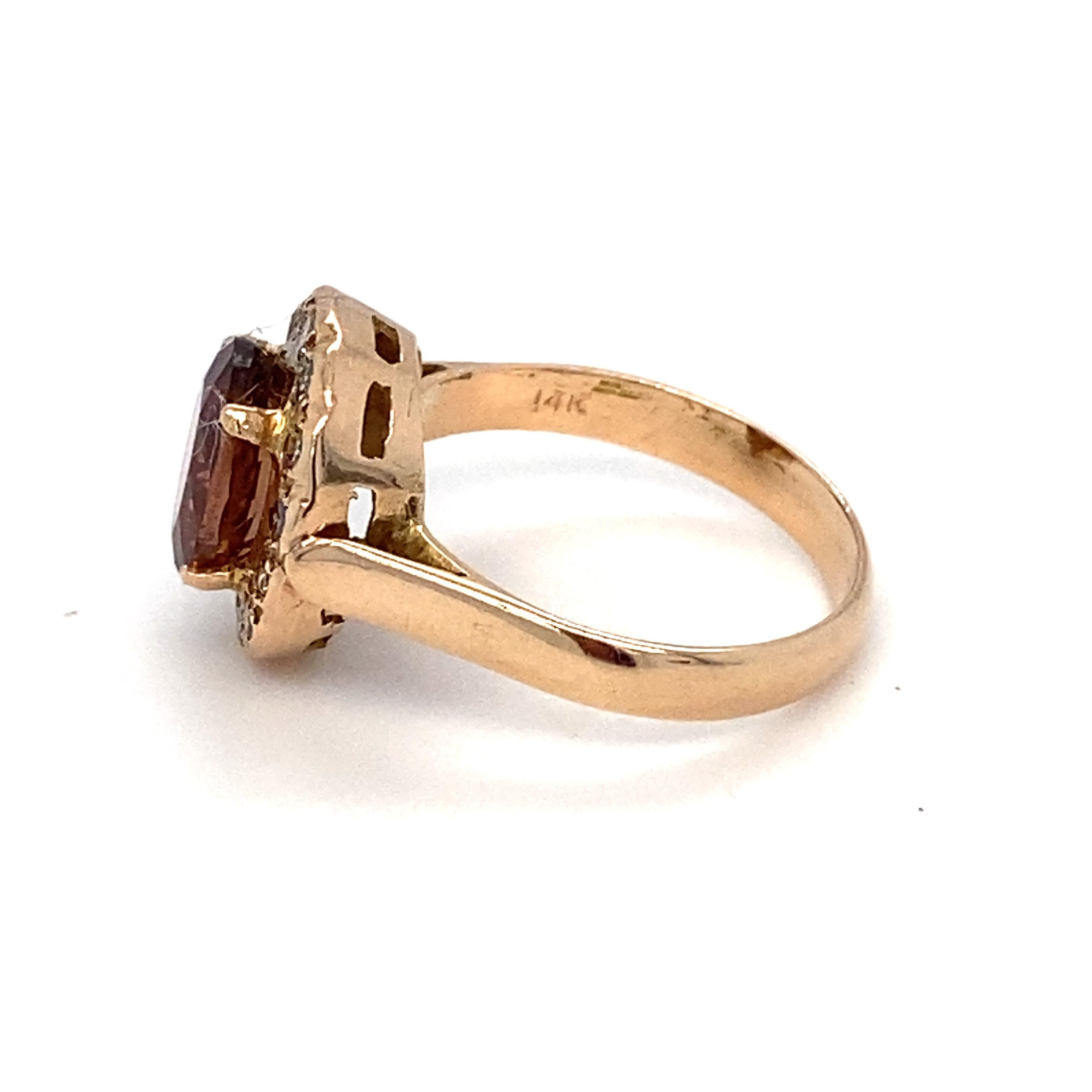 Oval Cut Tourmaline Diamond Gold Halo Ring For Sale
