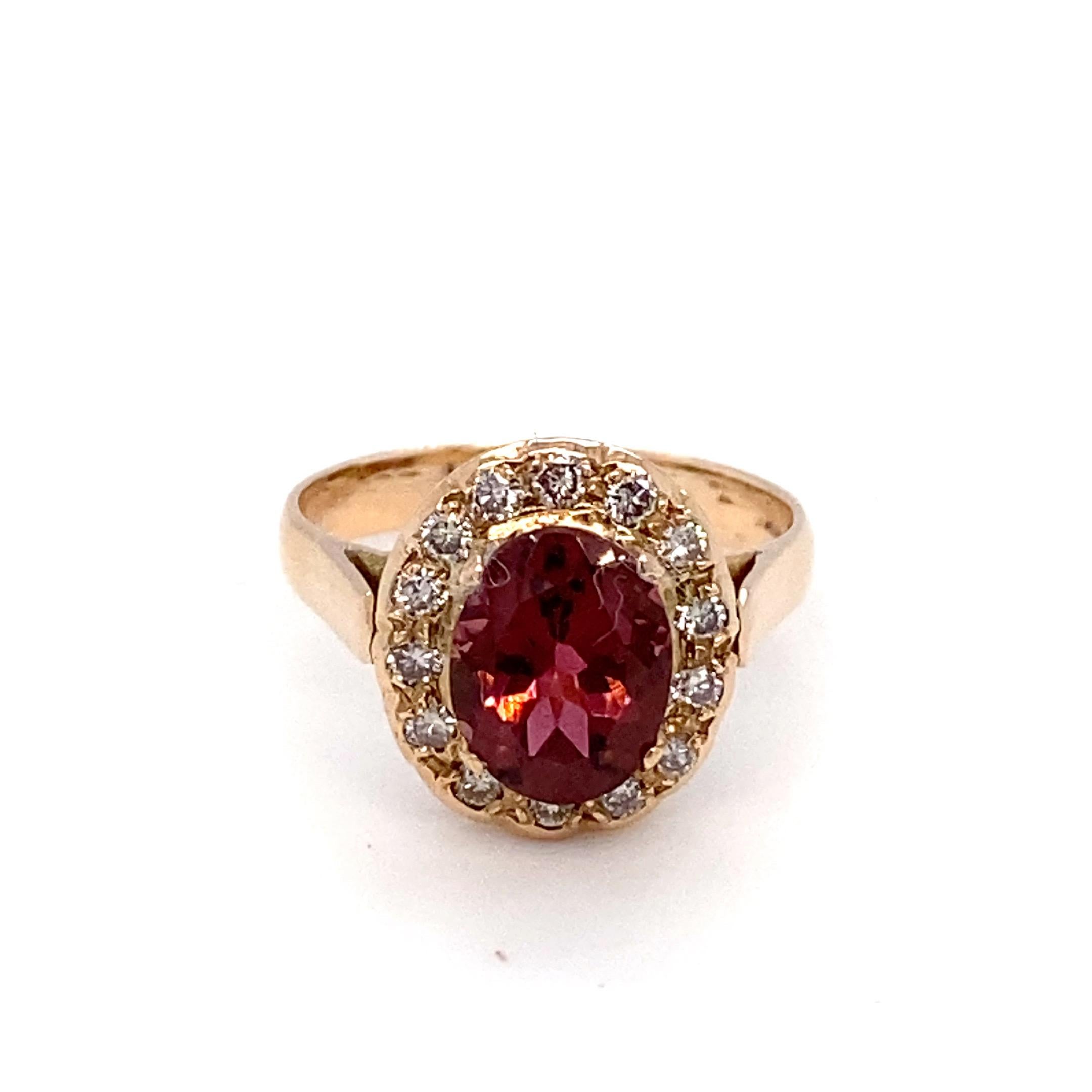 Tourmaline Diamond Gold Halo Ring For Sale 3