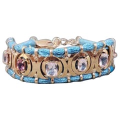 Tourmaline Diamond & Morganite Silver Bracelet