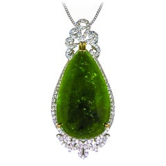 Tourmaline 65.9CTS White Gold Pendant Necklace