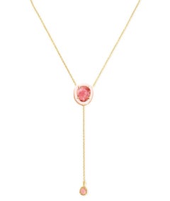 Tourmaline & Diamond Pink Enamel T Pendant