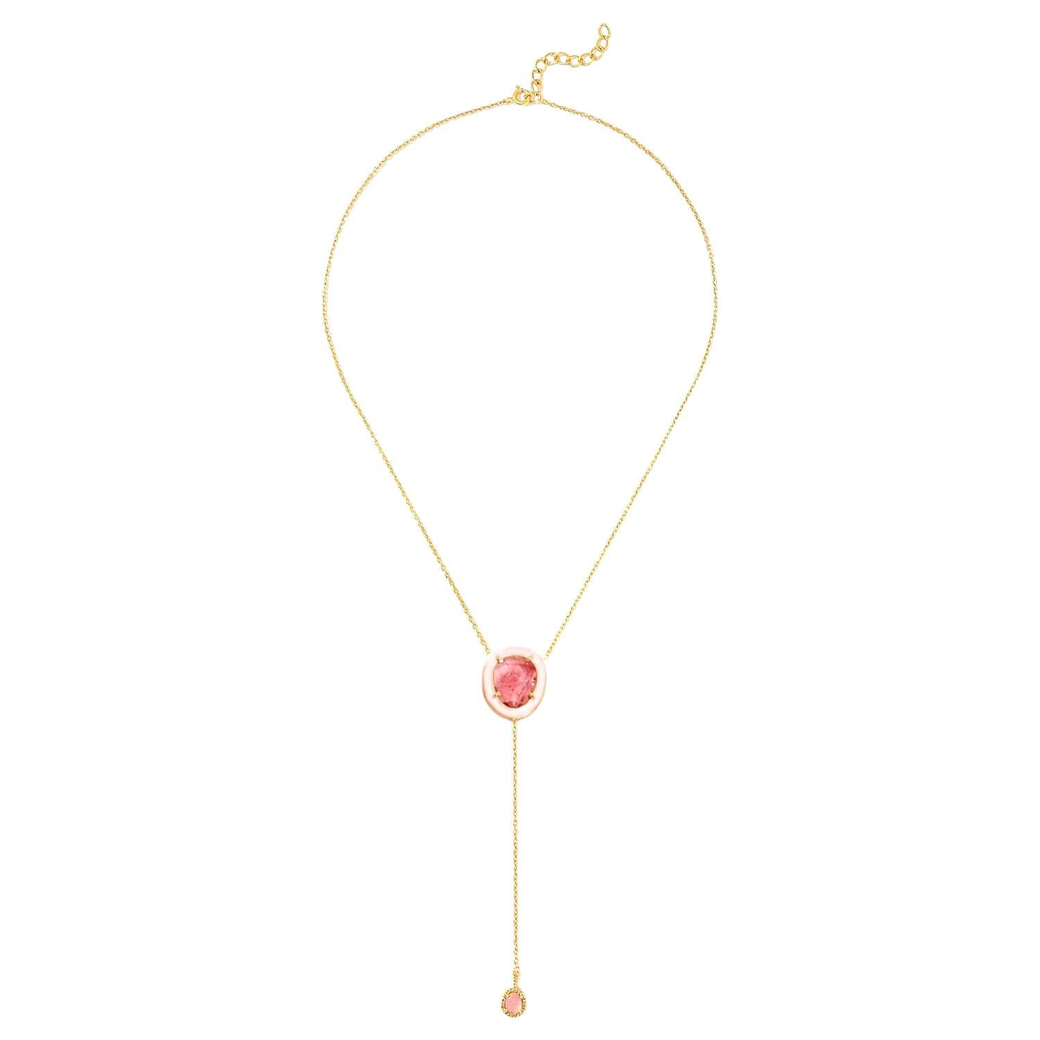 Pink Tourmaline Diamond Pendant Necklace, Pink Stone Necklace For Sale ...