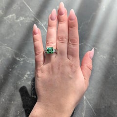 Tourmaline Diamond Platinum 18 Karat Yellow Gold Cocktail Ring