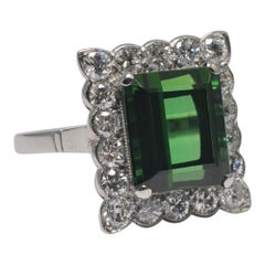 Tourmaline Diamond Platinum Cocktail Ring