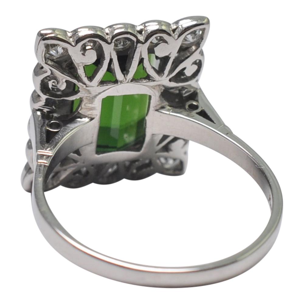 Tourmaline Diamond Platinum Cocktail Ring In Excellent Condition For Sale In ALTRINCHAM, GB