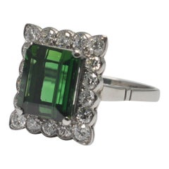 Tourmaline Diamond Platinum Cocktail Ring