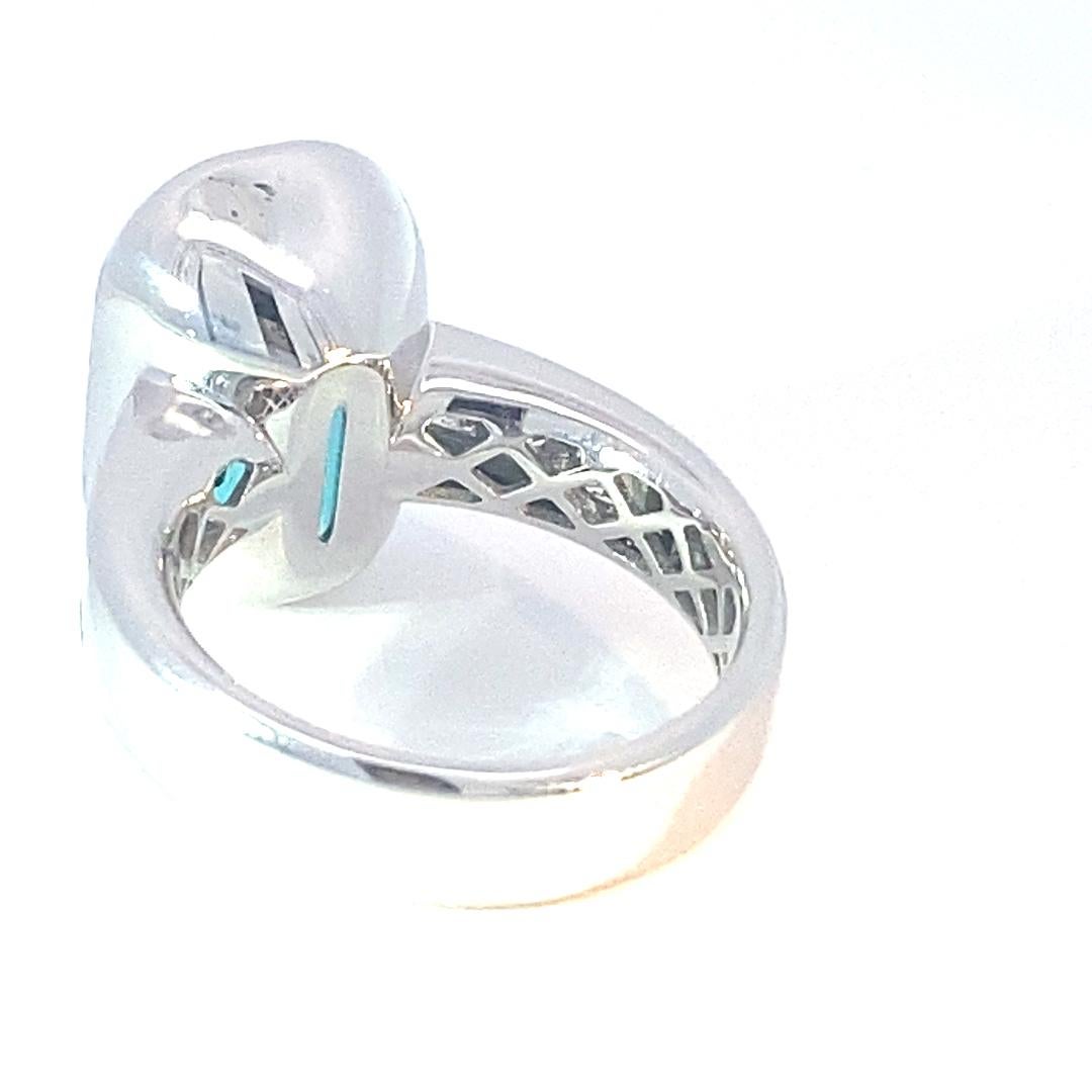 Anello con tormalina e diamanti in oro bianco 750 blu neon Tiffany Blue Afghanistan 8 ct in vendita 8
