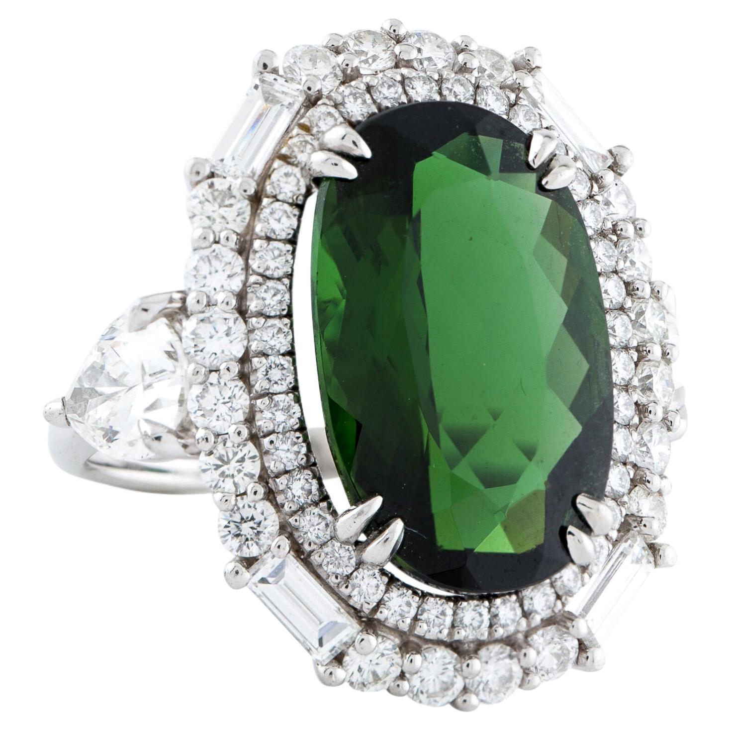 Tourmaline & Diamond Ring For Sale