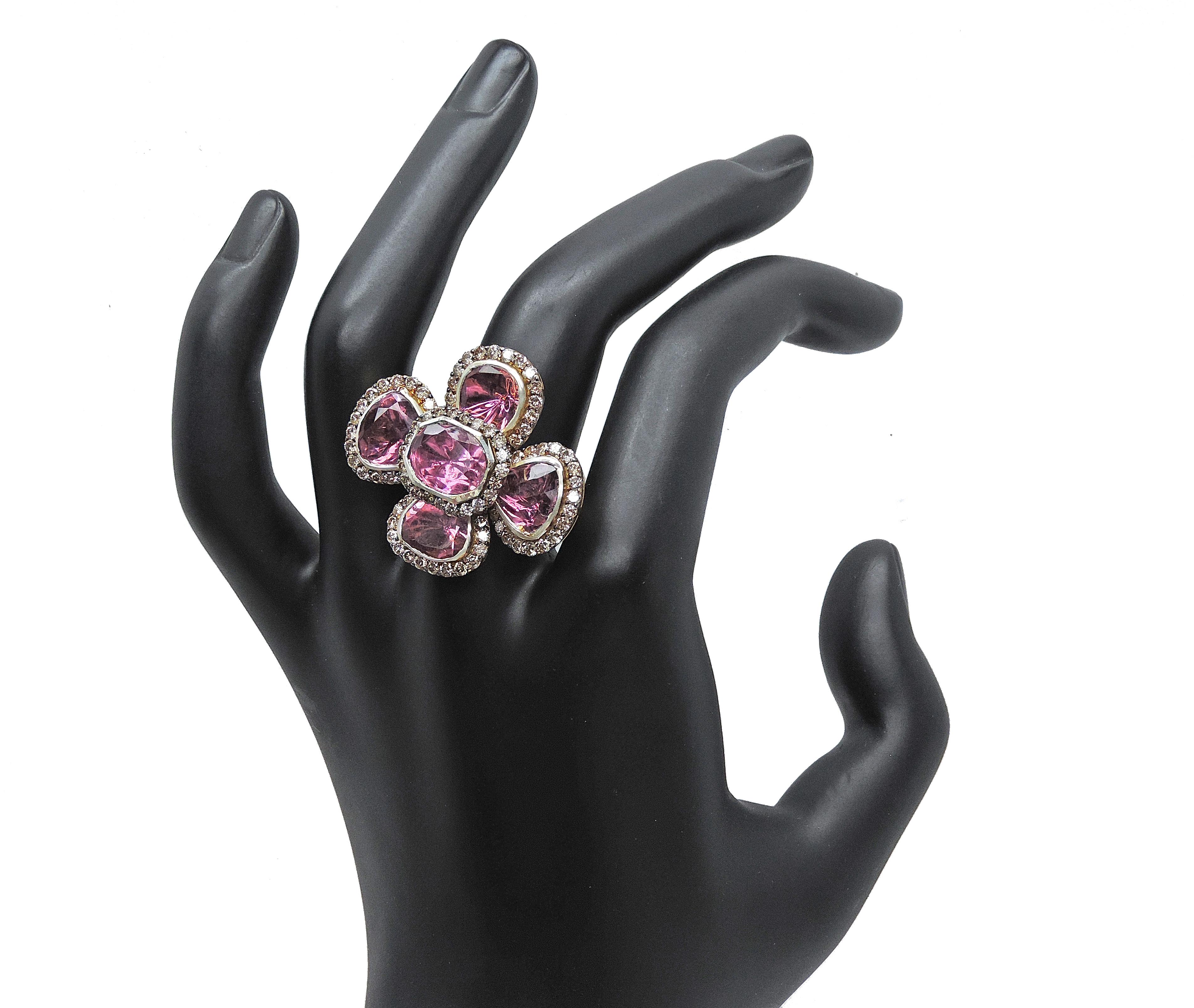 Bague Tourmaline Diamant Magnifique Bague Tourmaline Diamant Naturelle en Sil Neuf - En vente à Yorba Linda, CA