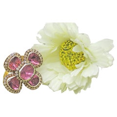 Tourmaline Diamond Ring Gorgeous Stunning Natural Tourmaline Diamond Ring in Sil