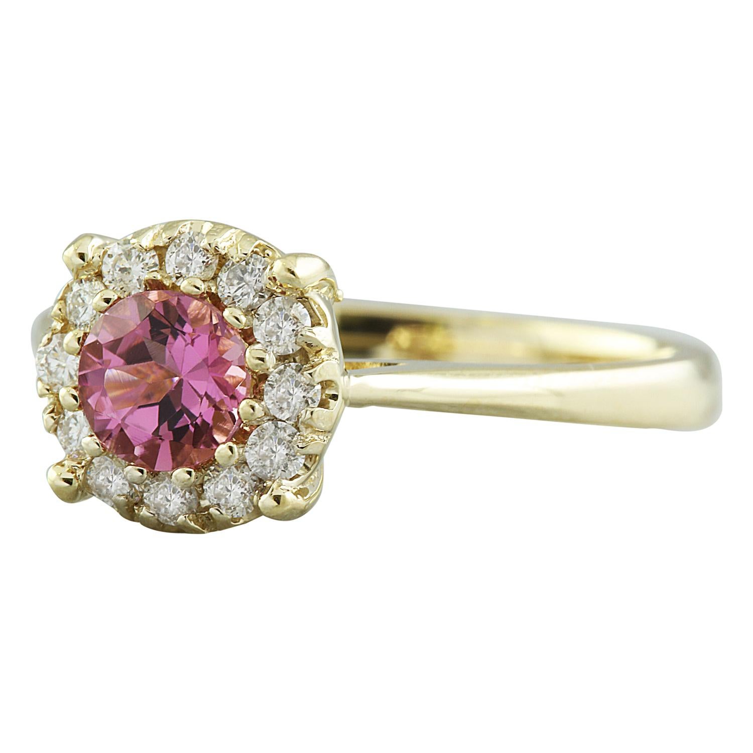 0.72 Carat Natural Tourmaline 14 Karat Solid Yellow Gold Diamond Ring
Stamped: 14K 
Total Ring Weight: 2.9 Grams 
Tourmaline Weight: 0.50 Carat (5.00x5.00 Millimeters)  
Diamond Weight: 0.22 Carat (F-G Color, VS2-SI1 Clarity )
Quantity: 12
Face