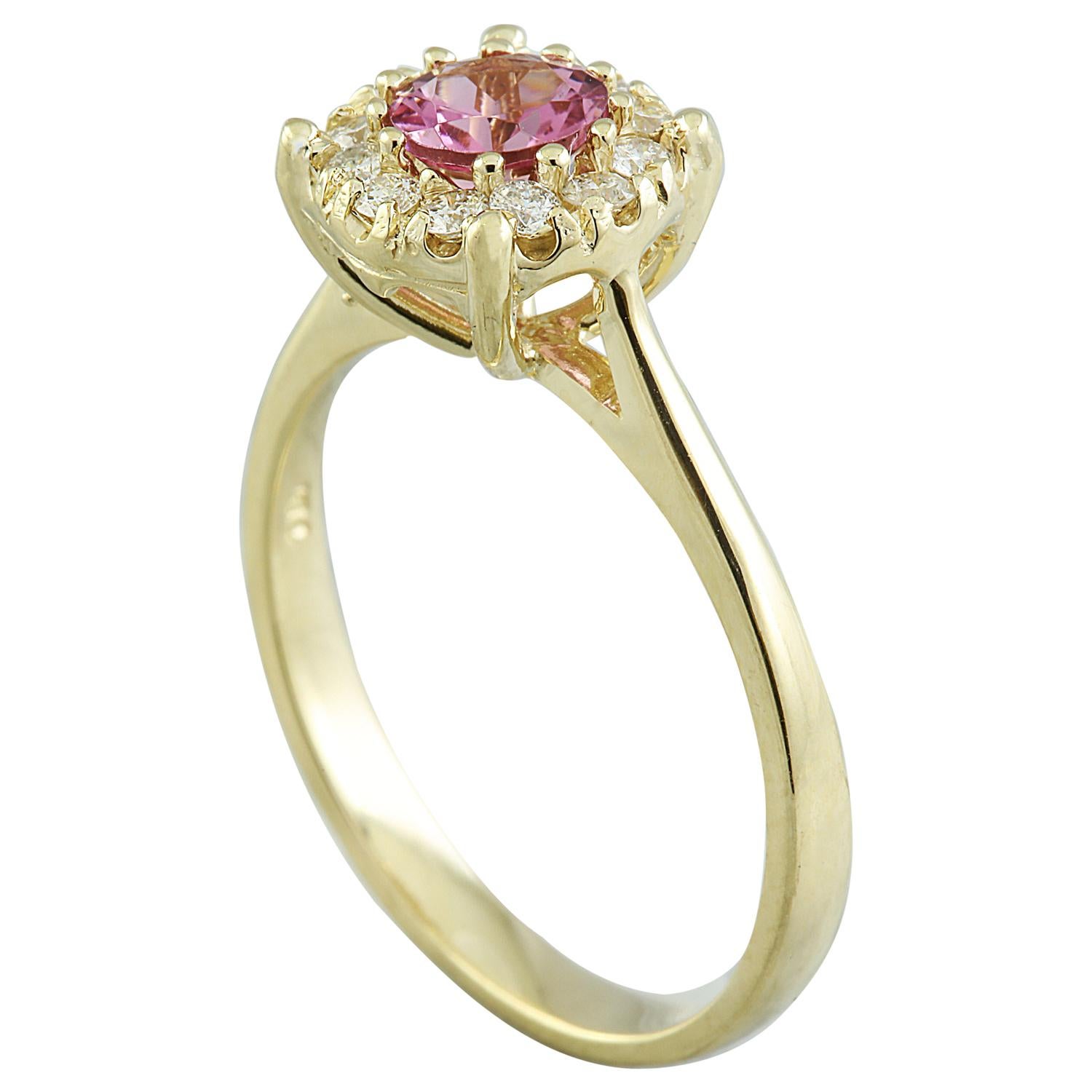 Tourmaline Diamond Ring In 14 Karat Yellow Gold In New Condition For Sale In Los Angeles, CA