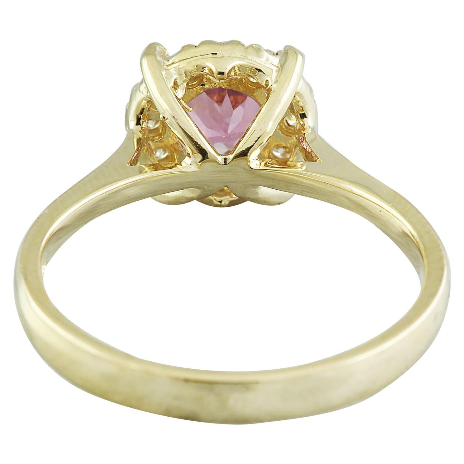 Women's Tourmaline Diamond Ring In 14 Karat Yellow Gold For Sale