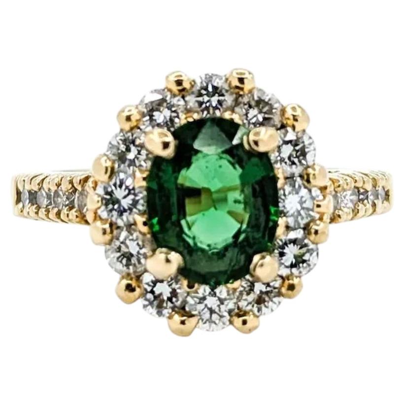 Turmalin & Diamant Ring in 14k Gelbgold im Angebot