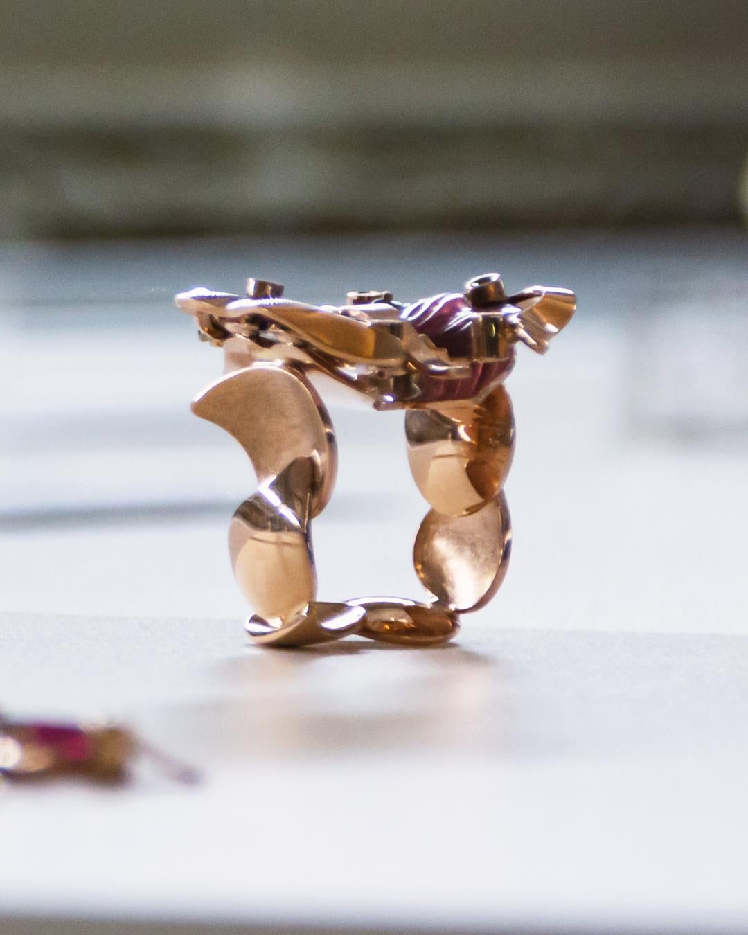 Turmalin Diamant Ring Rotgold 14 Karat im Zustand „Neu“ im Angebot in Loßburg, DE