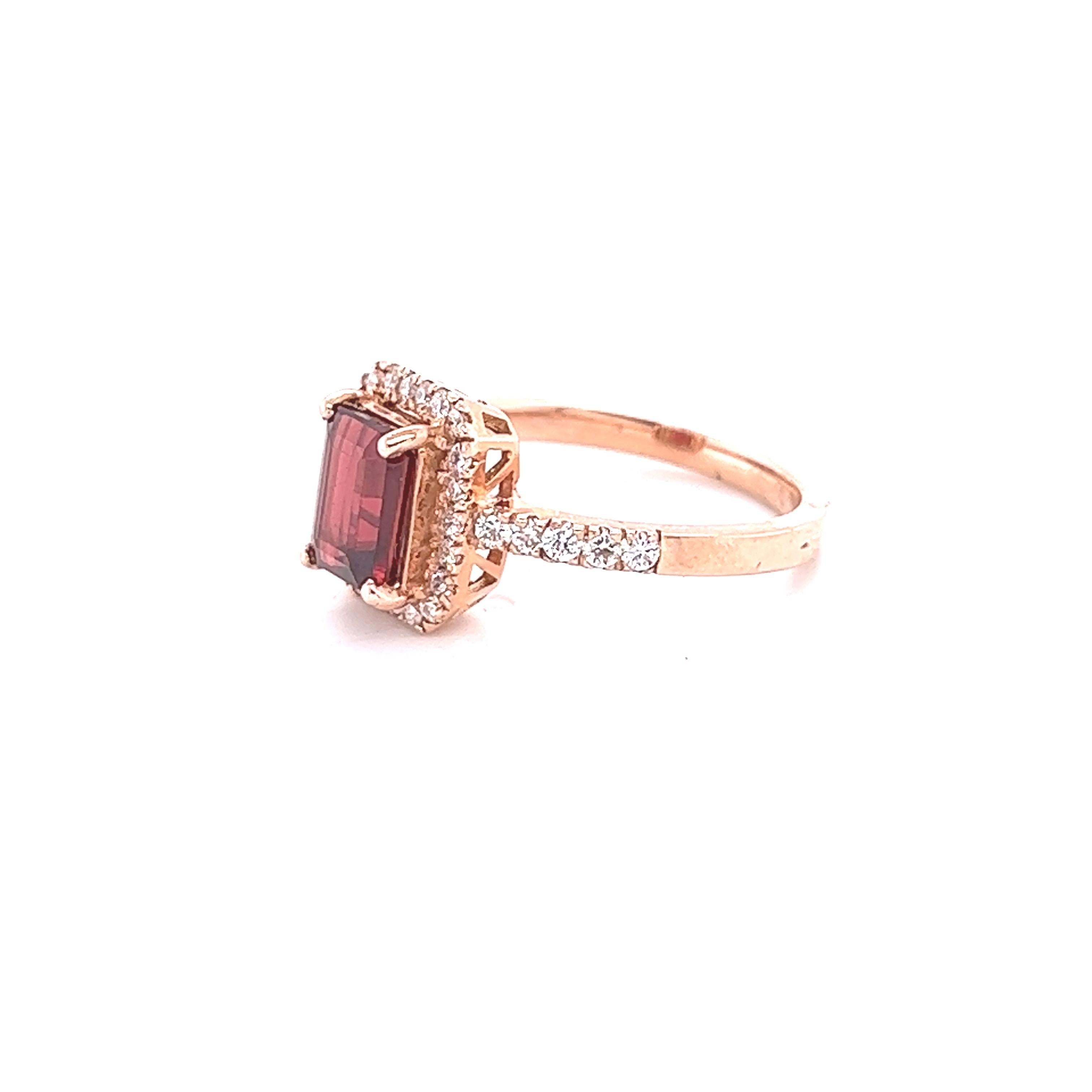 Contemporary Tourmaline Diamond Rose Gold Engagement Ring For Sale