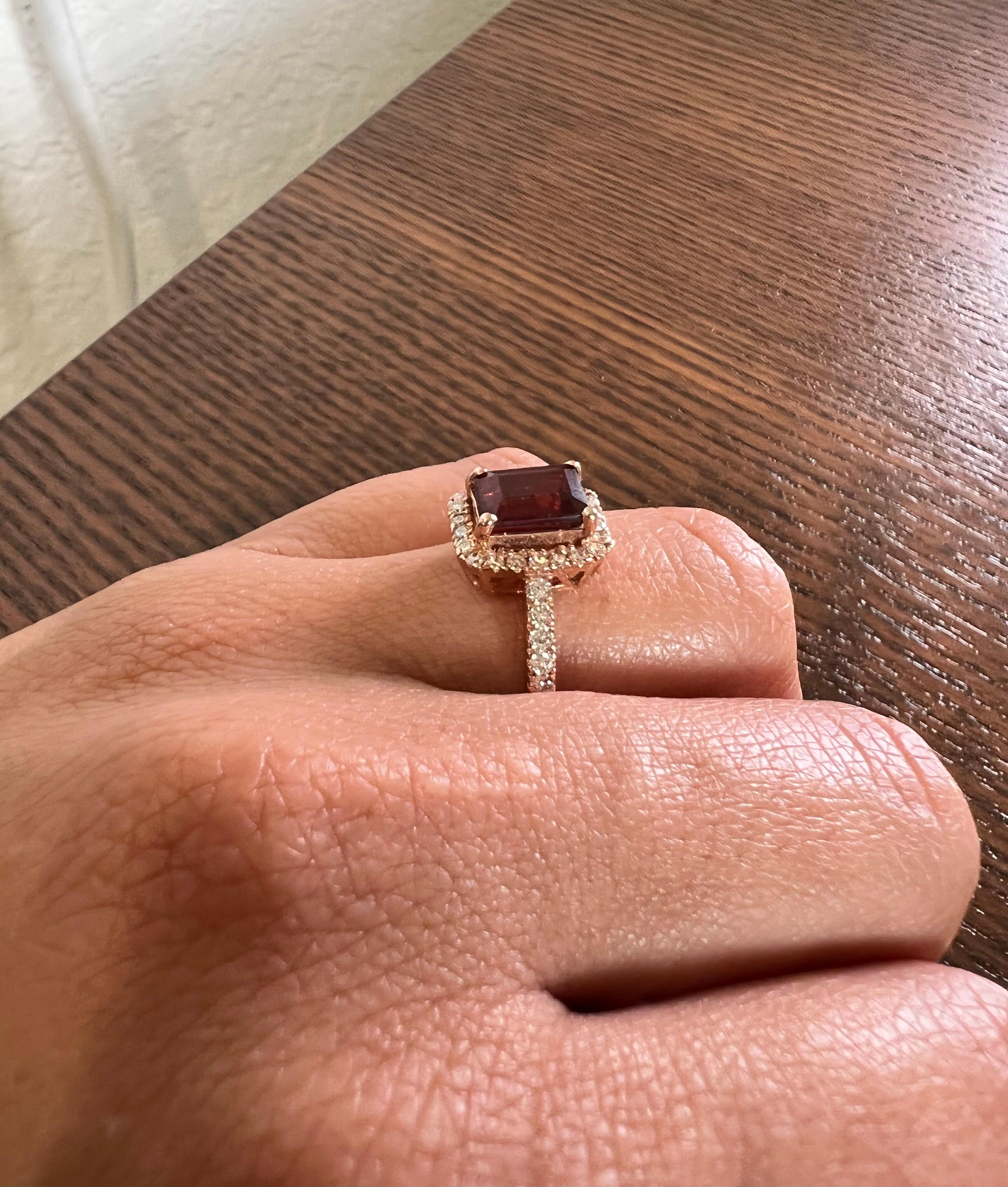 Tourmaline Diamond Rose Gold Engagement Ring For Sale 1