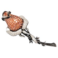 Tourmaline & Diamond Rose Pin