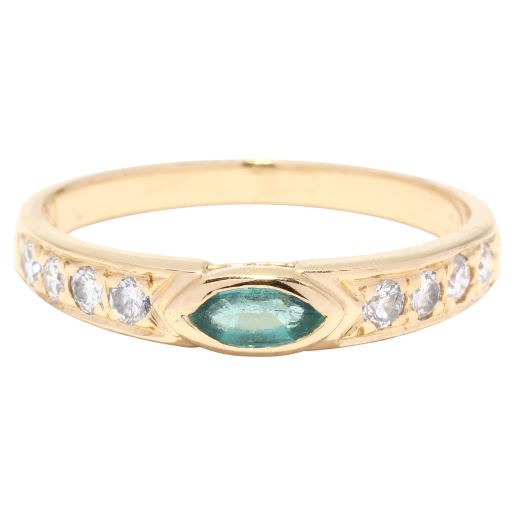 Tourmaline Diamond Stackable Band Ring, 18KT Yellow Gold, Ring