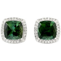 Boucles d'oreilles Tourmaline Diamant en or 14 carats