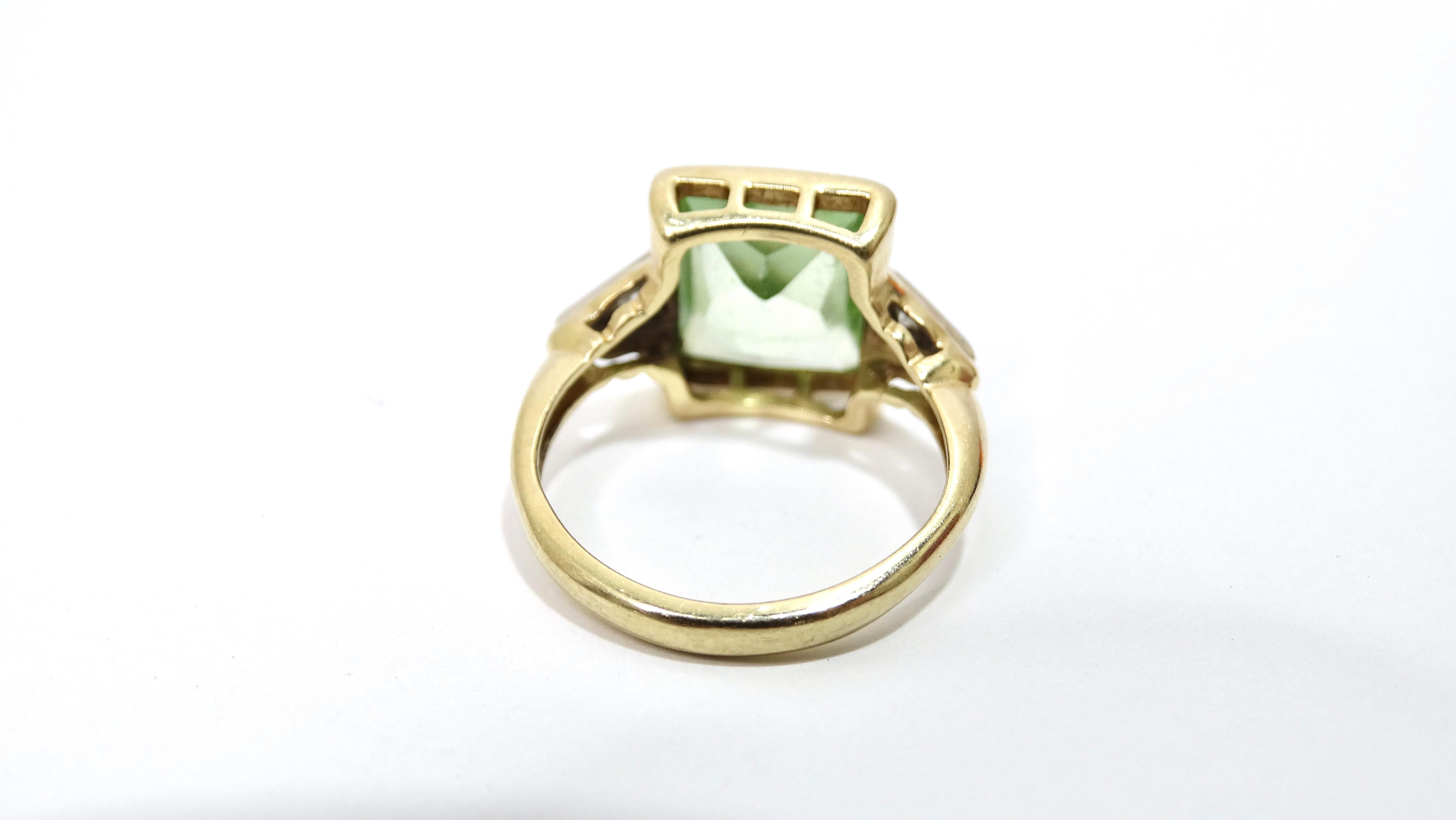 Tourmaline & Diamond Three-Stone Ring In Excellent Condition For Sale In Scottsdale, AZ