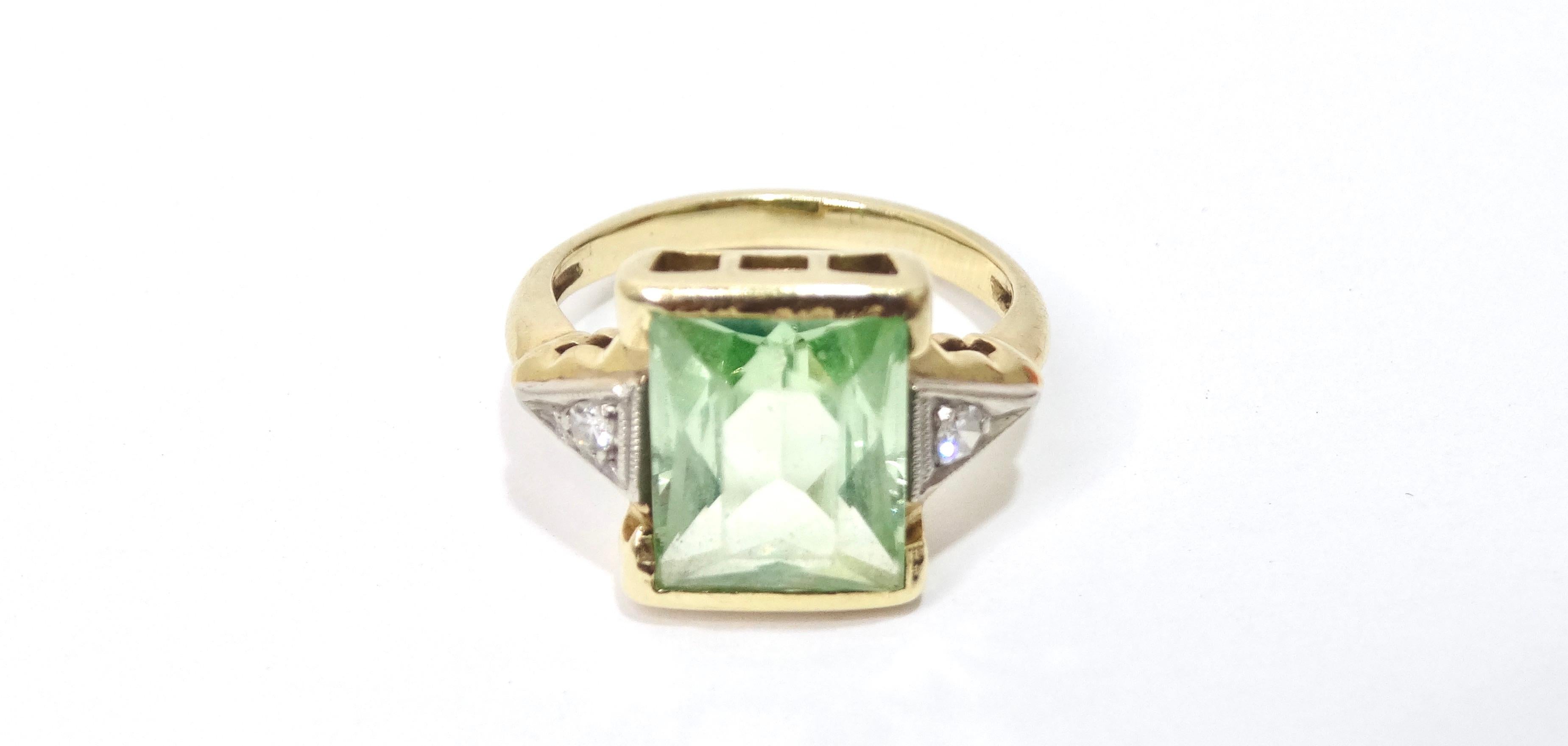 Tourmaline & Diamond Three-Stone Ring For Sale 1