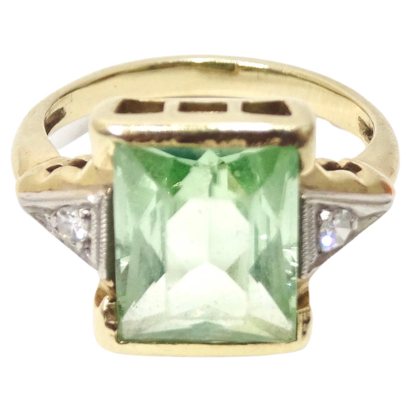 Tourmaline & Diamond Three-Stone Ring For Sale