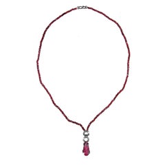 Pink Tourmaline & Diamond Garnet Chain  Necklace