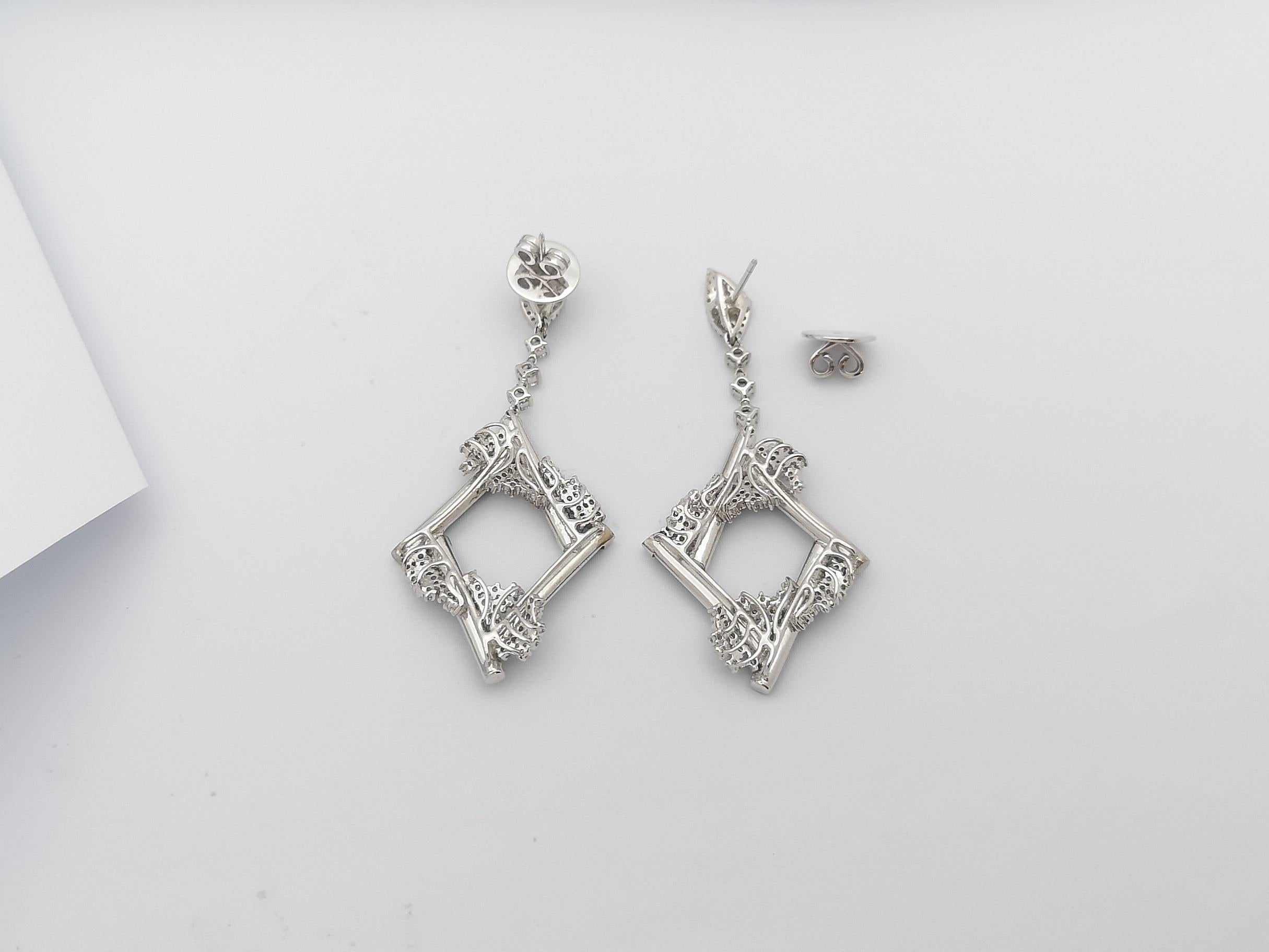 Tourmaline, Diamond with Brown Diamond Earrings Set in 18 Karat White Gold  For Sale 1