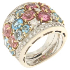 Tourmaline Diamonds 18 Karat White Gold Band Ring Tourmaline Diamonds 18 Karat White Gold Band Ring