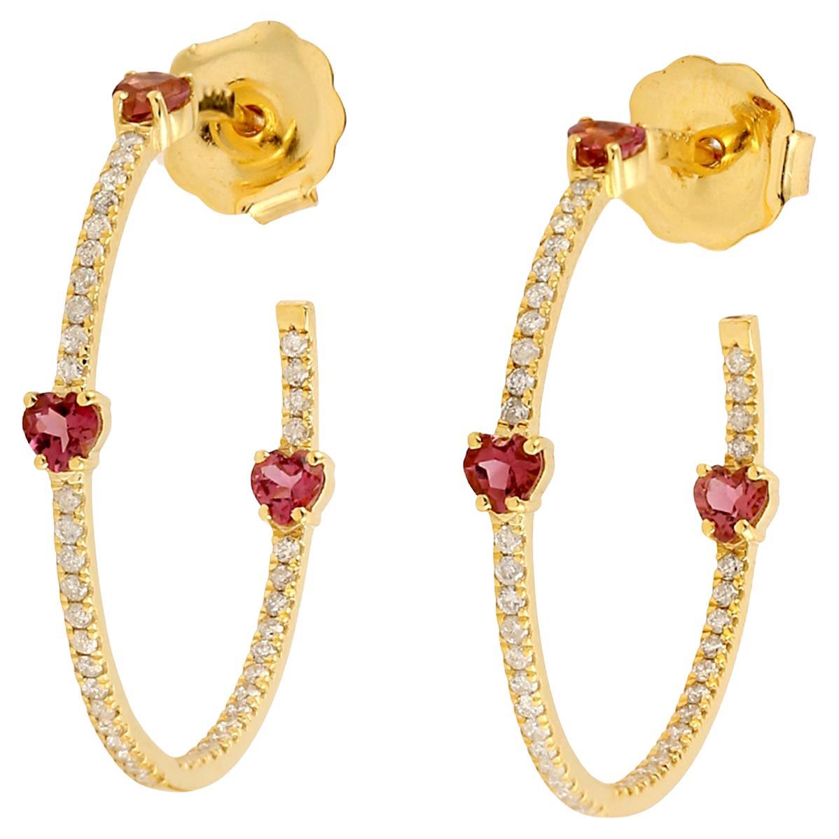 Ohrringe mit Turmalin und Diamanten aus 14 Karat Gelbgold