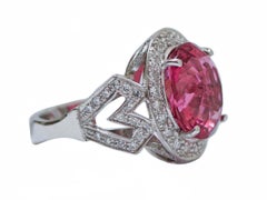 Tourmaline, Diamonds, Platinum Ring.