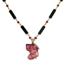 Tourmaline Dog 18 Carat Yellow and White Gold Diamonds Pendant Necklace