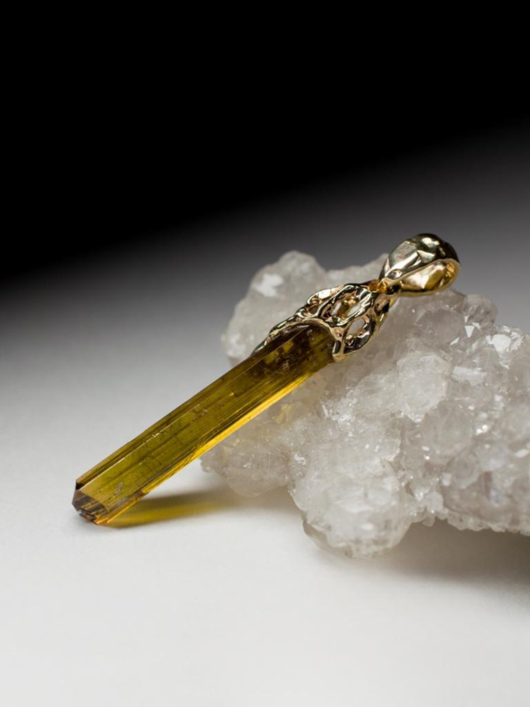 Tourmaline Dravite Crystal Gold Pendant Brown Healing jewelry Raw Uncut Stone For Sale 3