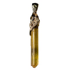 Tourmaline Dravite Crystal Gold Pendant Brown Healing jewelry Raw Uncut Stone