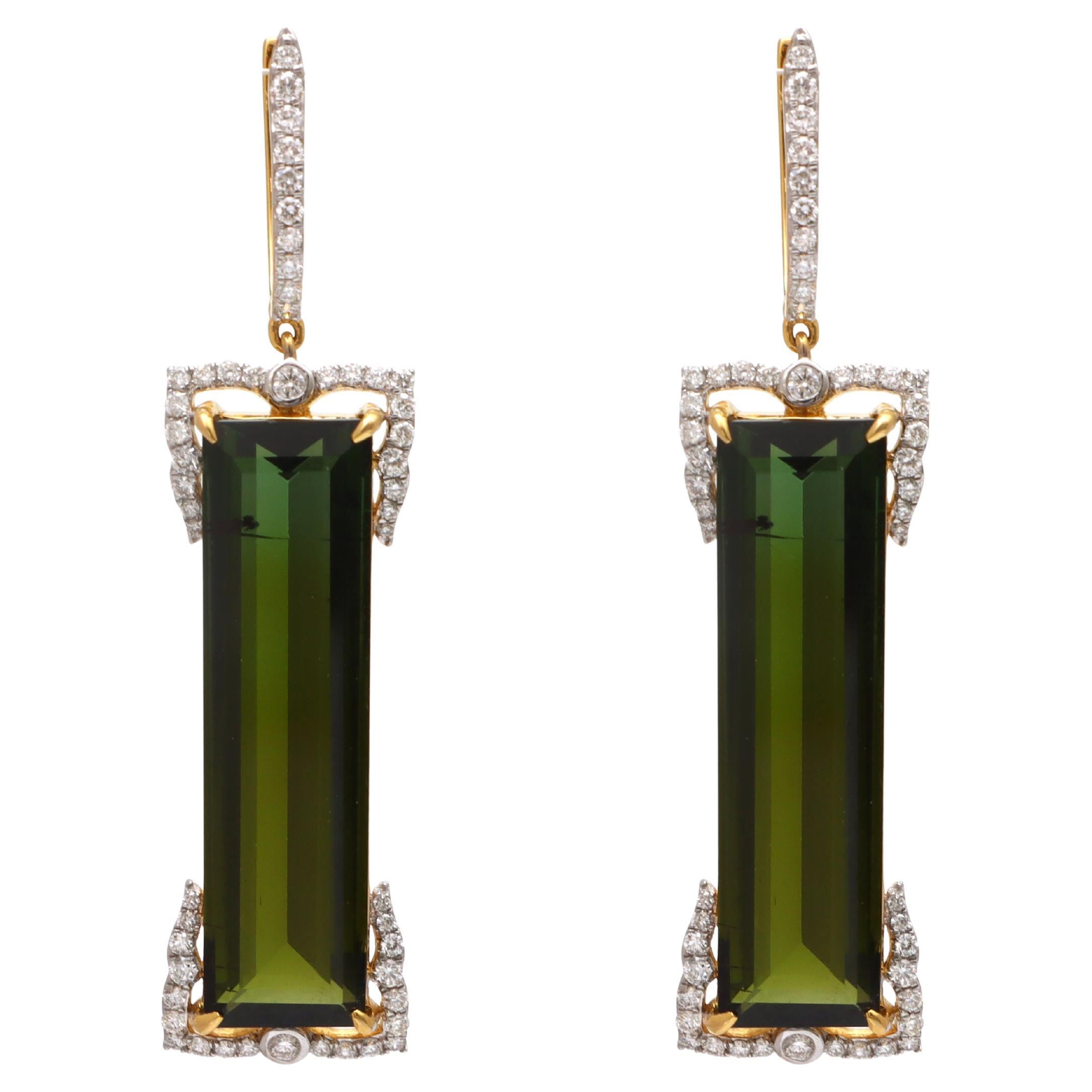 Orecchini di tormalina Orecchini di tormalina verde in oro giallo 18k Gioielli da donna