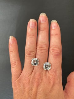 Pair of 11.26 Carat Light Bluish Green Tourmaline Square Octagon Loose Gemstones