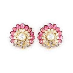 Tourmaline Flower Earring Studs 0936