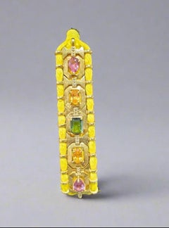 Pulsera de plata trenzada con turmalina, granate y diamantes