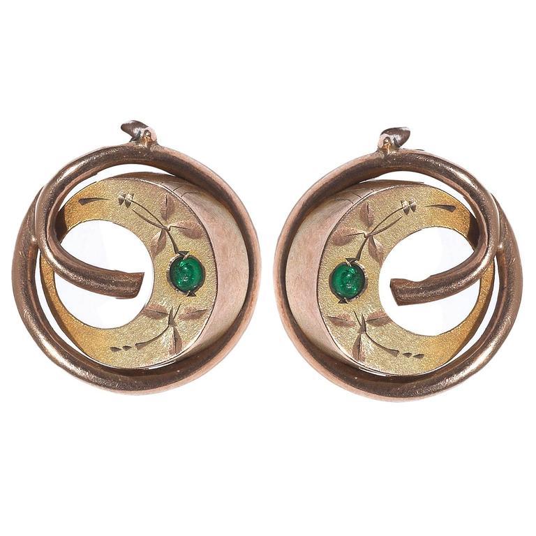 Gold-Ohrringe mit Turmalin im Zustand „Hervorragend“ im Angebot in Firenze, IT